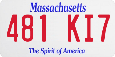 MA license plate 481KI7