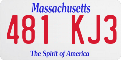 MA license plate 481KJ3