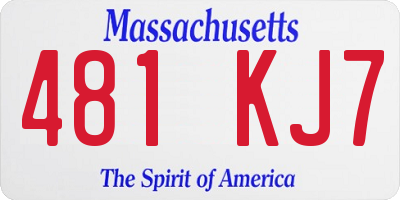 MA license plate 481KJ7