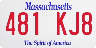 MA license plate 481KJ8