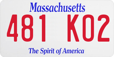 MA license plate 481KO2
