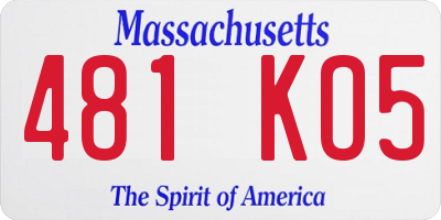 MA license plate 481KO5