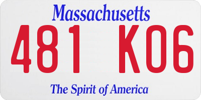 MA license plate 481KO6