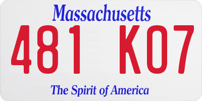 MA license plate 481KO7