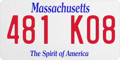 MA license plate 481KO8