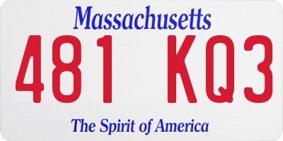 MA license plate 481KQ3