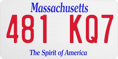 MA license plate 481KQ7
