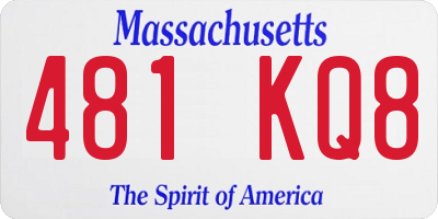 MA license plate 481KQ8