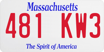MA license plate 481KW3