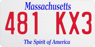 MA license plate 481KX3