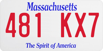 MA license plate 481KX7