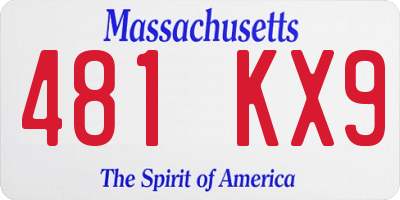 MA license plate 481KX9