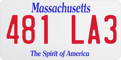 MA license plate 481LA3