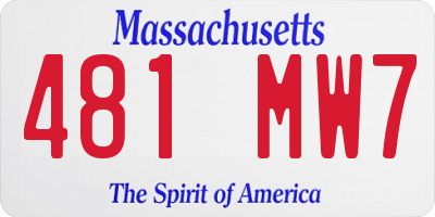 MA license plate 481MW7