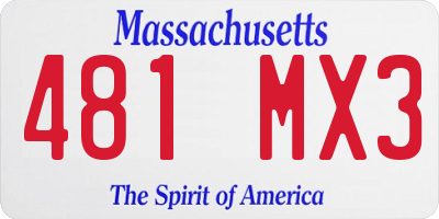 MA license plate 481MX3