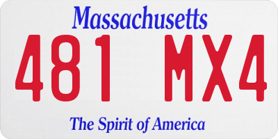 MA license plate 481MX4
