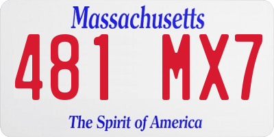 MA license plate 481MX7