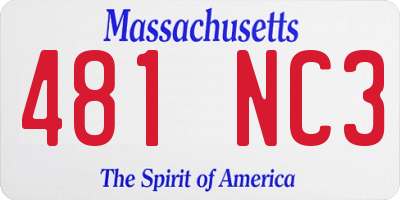 MA license plate 481NC3