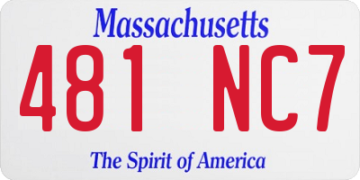 MA license plate 481NC7