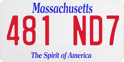 MA license plate 481ND7
