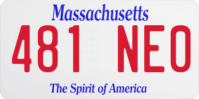 MA license plate 481NE0