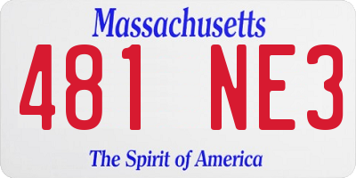 MA license plate 481NE3