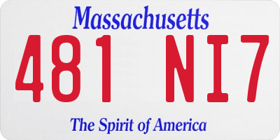 MA license plate 481NI7
