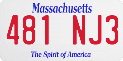 MA license plate 481NJ3