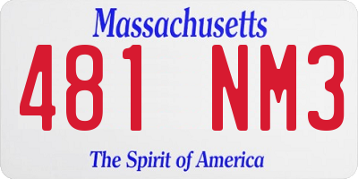 MA license plate 481NM3