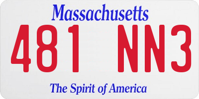 MA license plate 481NN3