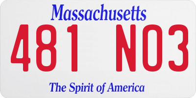 MA license plate 481NO3