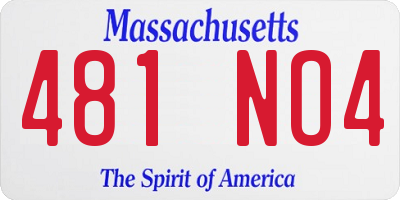 MA license plate 481NO4