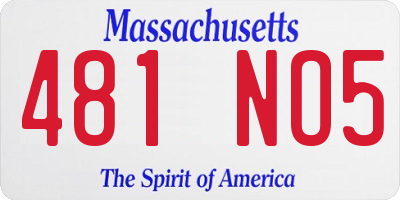 MA license plate 481NO5