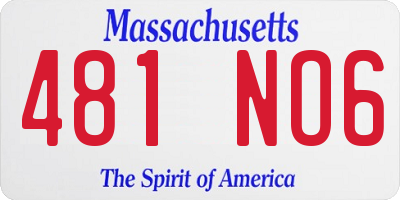 MA license plate 481NO6