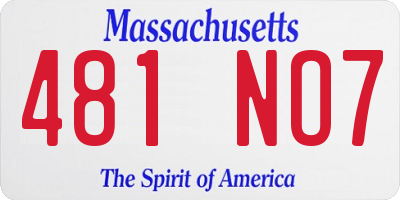 MA license plate 481NO7
