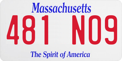 MA license plate 481NO9