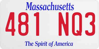 MA license plate 481NQ3