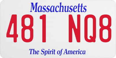 MA license plate 481NQ8