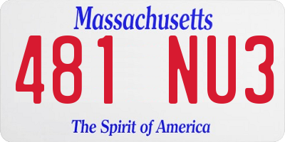 MA license plate 481NU3