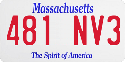 MA license plate 481NV3