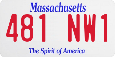 MA license plate 481NW1