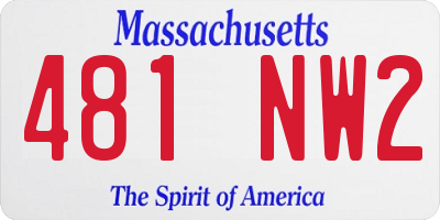 MA license plate 481NW2