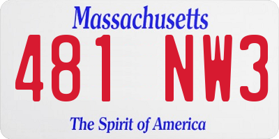 MA license plate 481NW3