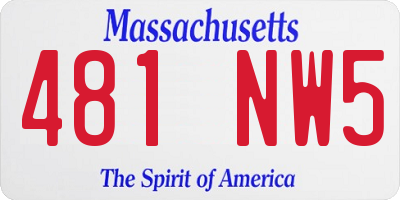 MA license plate 481NW5