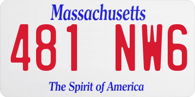 MA license plate 481NW6