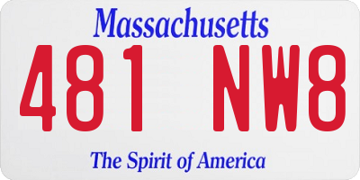 MA license plate 481NW8
