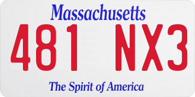 MA license plate 481NX3