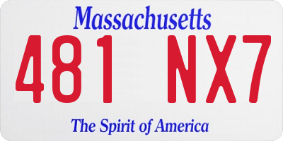 MA license plate 481NX7