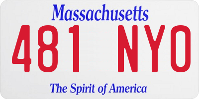 MA license plate 481NY0