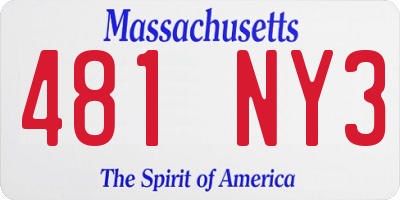 MA license plate 481NY3